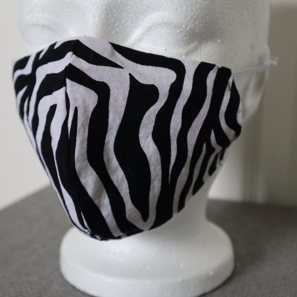 HANDMADE REVERSIBLE ZEBRA PRINT FACE MASK - Picture 2 of 4
